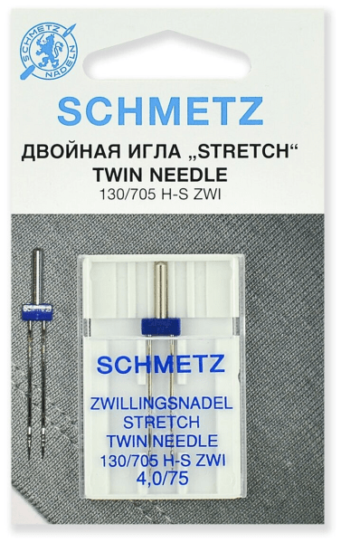 Иглы Schmetz стрейч двойные 130/705 H-S ZWI 4,0/75, 1 шт в Данилове